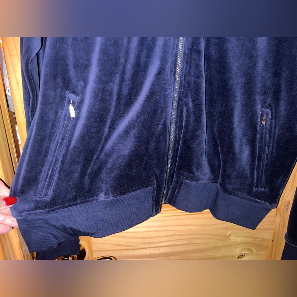 RALPH LAUREN Active Full Zip Jacket Womens XL Cotton Navy Knit Velour NWT $115 - Picture 6 of 11